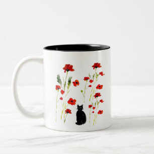 Taza Bicolor Cute Kitty Red Poppy