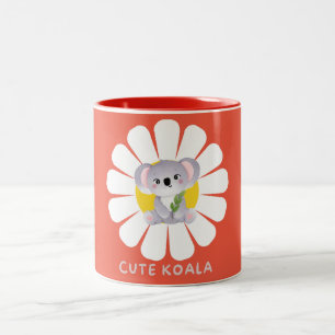 Taza Bicolor Cute koala Bear daisy flor Zoo Animal Love