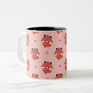 Taza Bicolor Cute Love Panda Rojo