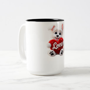 Taza Bicolor Cute Love Puppy Baby Desig