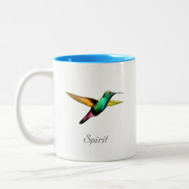 Taza Bicolor Cute multicolored hummingbird & caligrafía