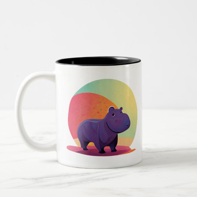 Taza Bicolor Cute painted hippo (Izquierda)