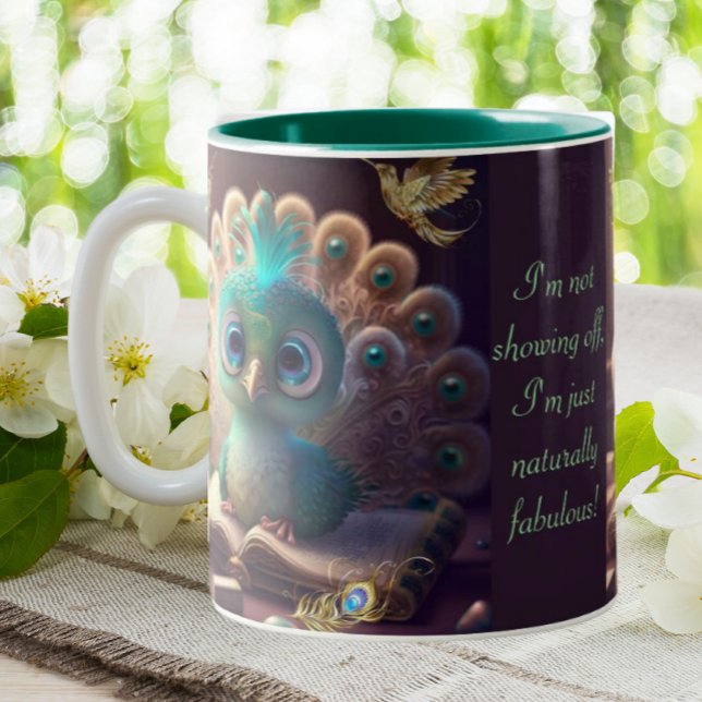 Taza Bicolor Cute Peacock Gracioso Personalizado De Citas Natur (Subido por el creador)