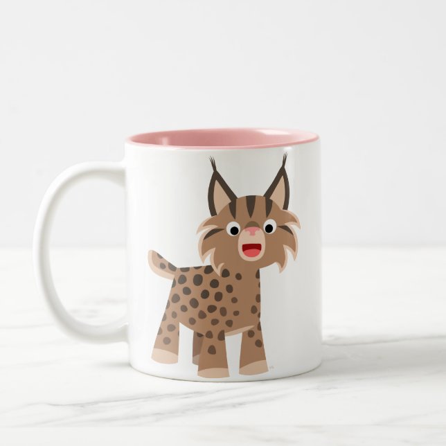 Taza Bicolor Cute Personalizado Happy Lynx Mug (Izquierda)