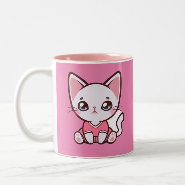 Taza Bicolor Cute Personalizado Kitty Mug (Izquierda)