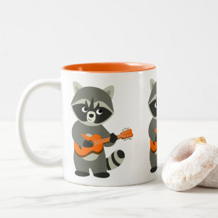 Taza Bicolor Cute Personalizado Raccoon Toca Guitarra