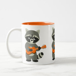 Taza Bicolor Cute Personalizado Raccoon Toca Guitarra