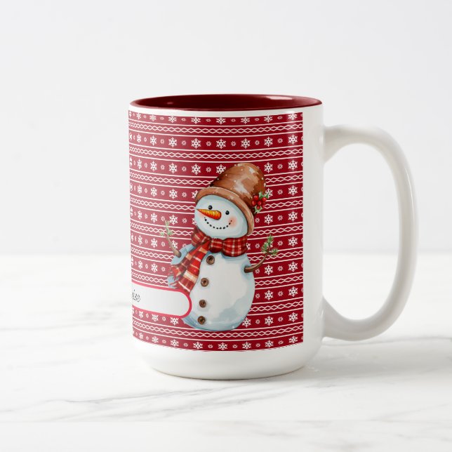 Taza Bicolor Cute Personalizado Watercoler Snowman (Derecha)