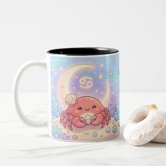 Taza Bicolor Cute Personalized Cancer Zodiac Mug (Con donut)