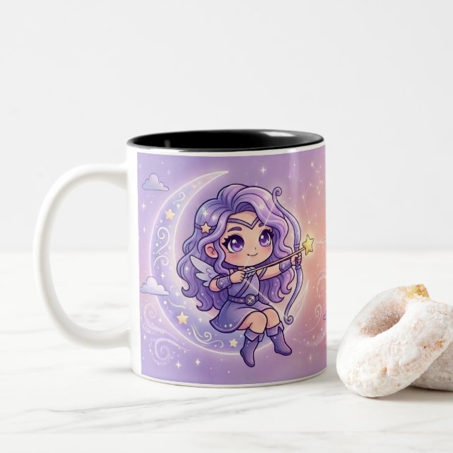 Taza Bicolor Cute Personalized Sagittarius Zodiac Mug (Con donut)