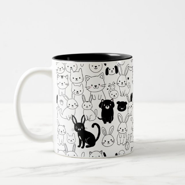 Taza Bicolor Cute Pets Pattern Mug (Izquierda)