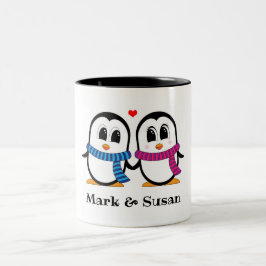 Taza Bicolor Cute pingüinos Pareja Mug