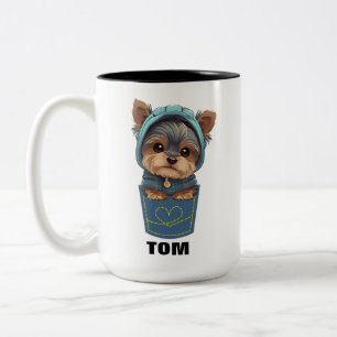 Taza Bicolor Cute Puppy in a Pocket Two-Tone Coffee Mug