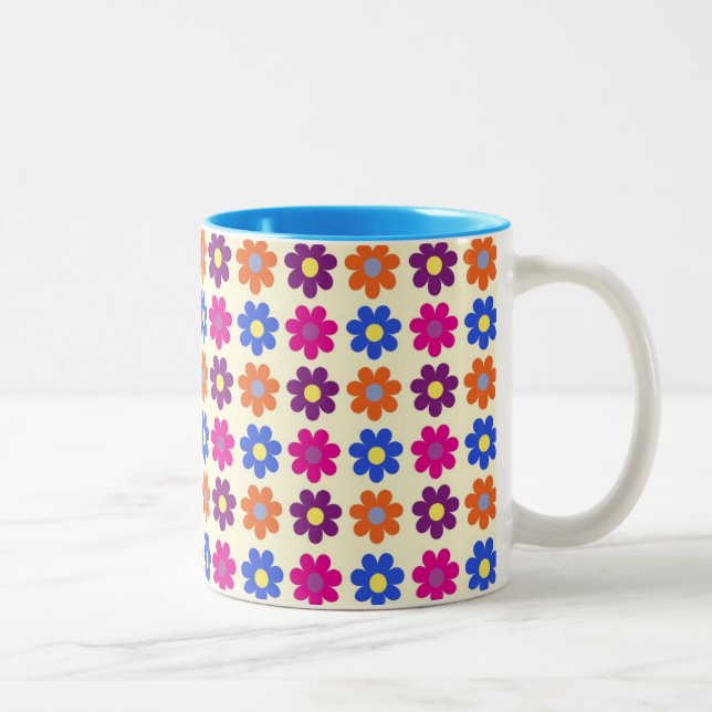 Taza Bicolor Cute Retro Penny Flower Pattern (Derecha)