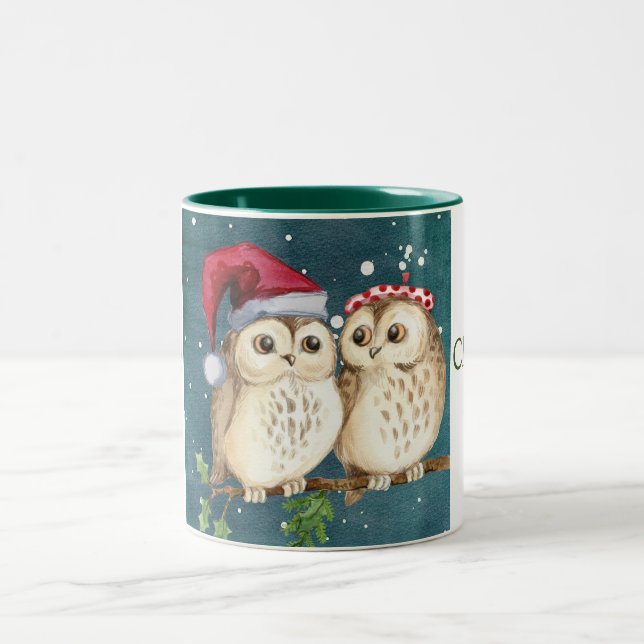 Taza Bicolor Cute Santa Owls (Centro)