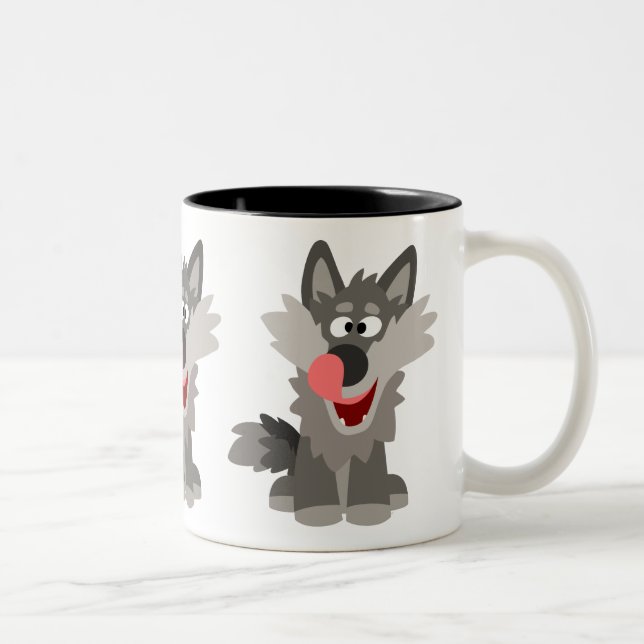 Taza Bicolor Cute Silly Personalizado Wolf (Derecha)