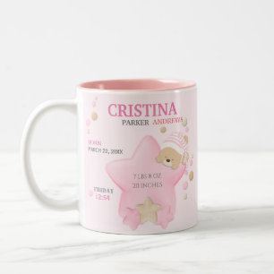 Taza Bicolor Cute Sleeping Teddy Bear Niña Nacimiento Estadísti