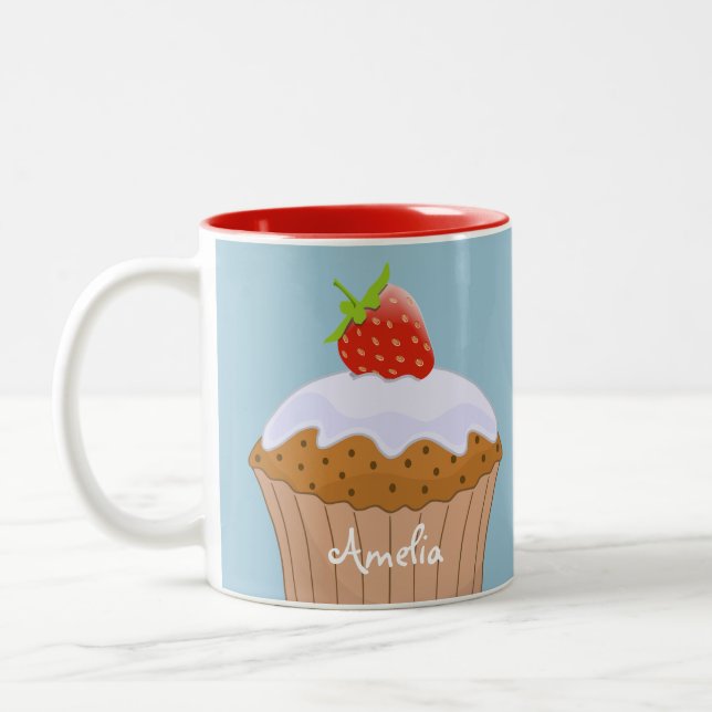 Taza Bicolor Cute Strawberry Bun personalizado (Izquierda)