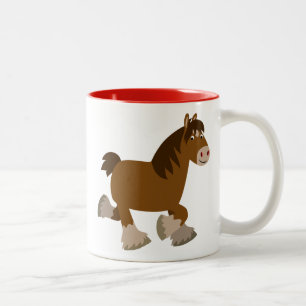 Taza Bicolor Cute Trotting Personalizado Shire Horse Mug