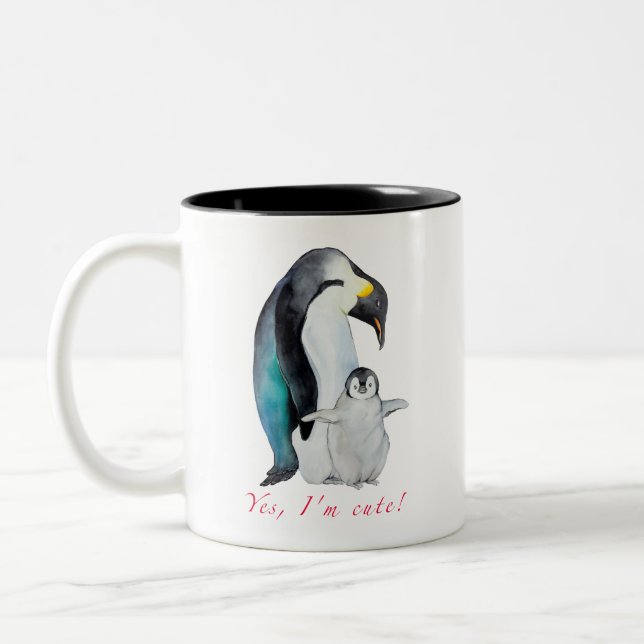 Taza Bicolor Cute watercolor emperor penguins (Izquierda)