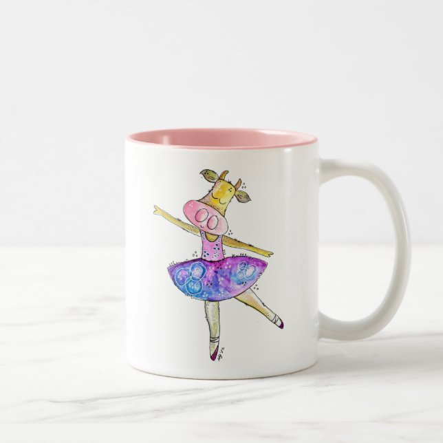 Taza Bicolor Cute Whimsical Ballerina Cow (Derecha)