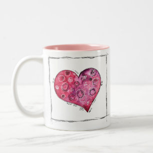 Taza Bicolor Cute Whimsical Heart Doodle