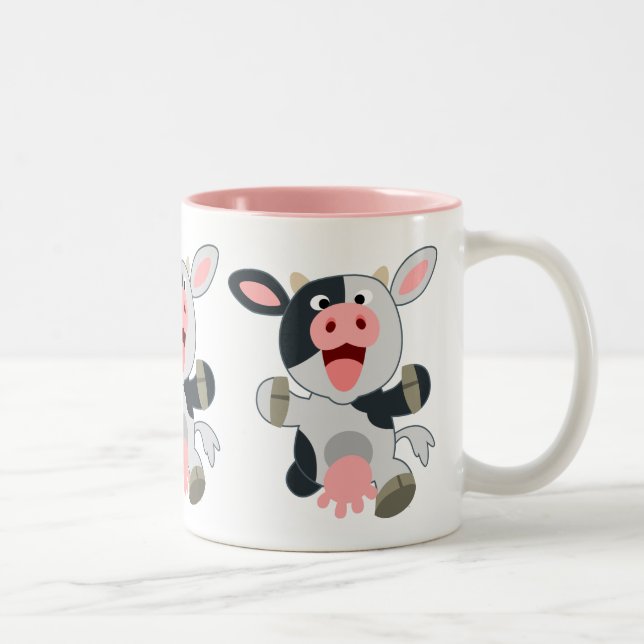 Taza Bicolor Cute y alegre vaca Personalizado (Derecha)