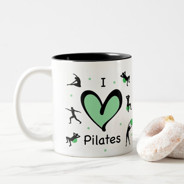 Taza Bicolor Cuto me encantan los Pilates (Con donut)