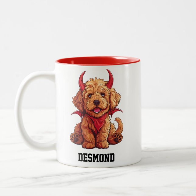 Taza Bicolor Cuto pequeño Goldendoodle Devil (Izquierda)