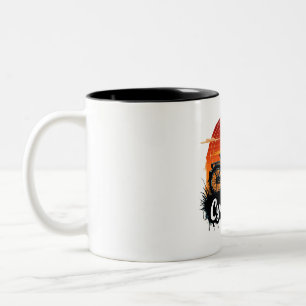 Taza Bicolor Cycologist Bike Adventure: Tee gráfico atardecer