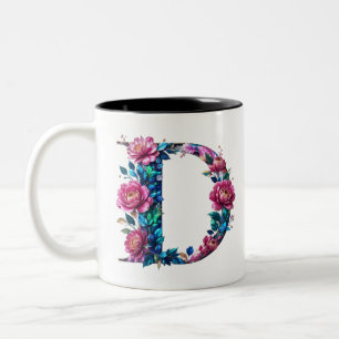 Taza Bicolor D Coffee Mug - Diseño floral para regalo