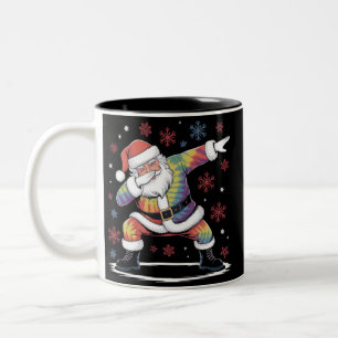 Taza Bicolor Dabbing Navidad Santa Suéter Feo de Navidad