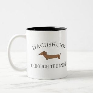Taza Bicolor Dachshund A Través De La Nieve