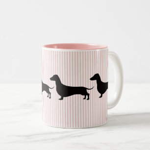 Taza Bicolor Dachshund de franja rosa