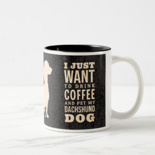 Taza Bicolor Dachshund Dog Retro Wiener Coffe Addict