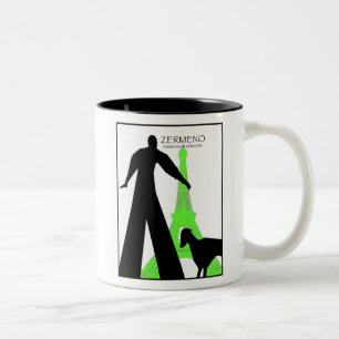 Taza Bicolor "Dachshund en París" de ZermenoGallery.com
