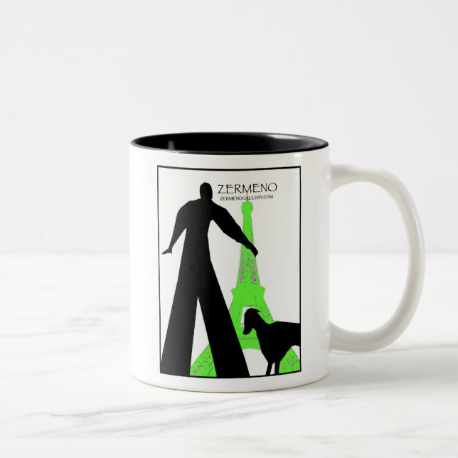 Taza Bicolor "Dachshund en París" de ZermenoGallery.com (Derecha)
