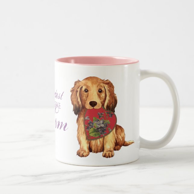 Taza Bicolor Dachshund Heart Mom (Derecha)