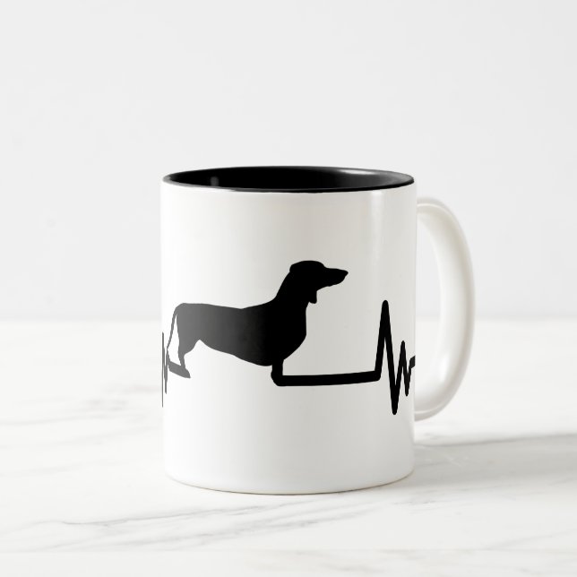 Taza Bicolor Dachshund Heartbeat (Anverso derecho)