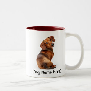 Taza Bicolor Dachshund Personalizado “Soy tu dueño”