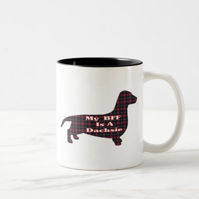 Taza Bicolor Dachshund Smooth BFF Mug (Derecha)