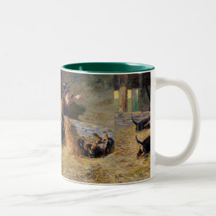 Taza Bicolor Dachshunds con pipa en el estable bieder hermín