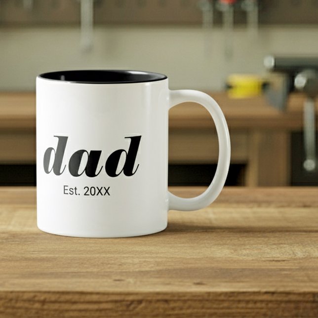 Taza Bicolor Dad Established New Dad Gift (Subido por el creador)