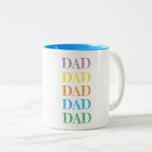 Taza Bicolor DAD Tipografía moderna Arcoiris Colores Día de los