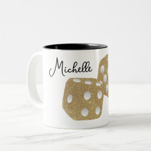 Taza Bicolor Dados Personalizados con Brillo de Oro Nombre