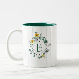 Taza Bicolor Daffodil Amarillo deja la banda floral monograma