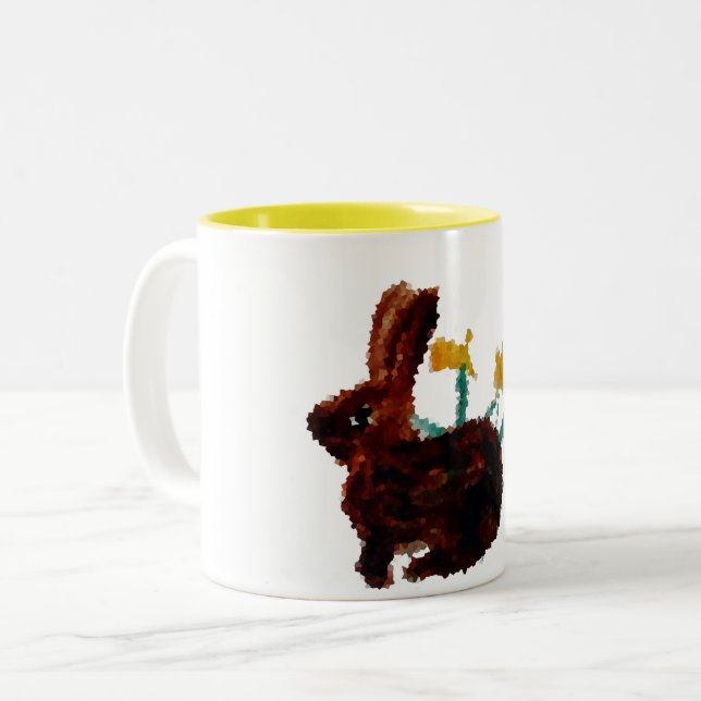 Taza Bicolor Daffodils de conejo de primavera (Anverso izquierdo)