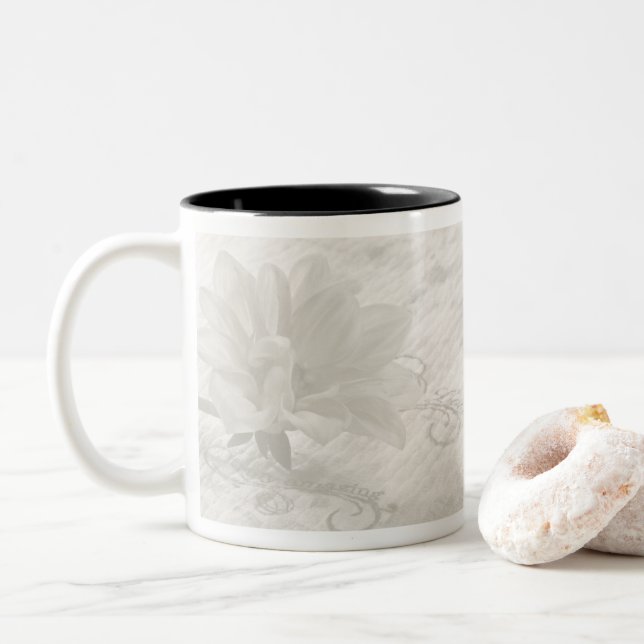 Taza Bicolor Dahlia verdaderamente asombrosa (Con donut)