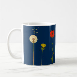 Taza Bicolor Daises, amapolas, leones y champiñones