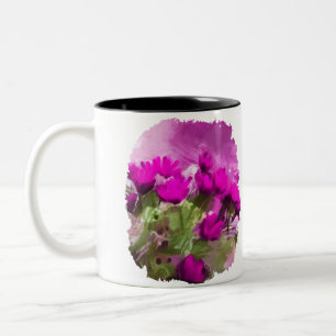 Taza Bicolor Daisises africanos con color morado de pared